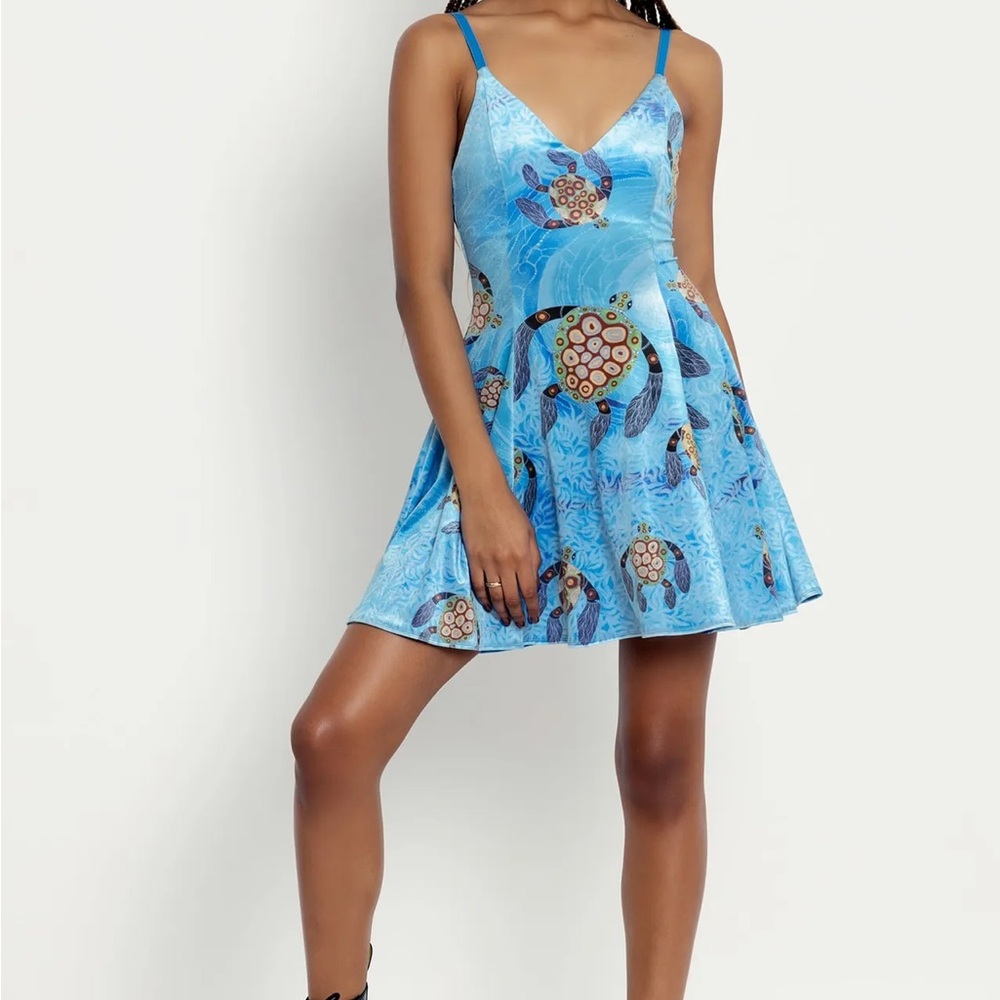 BlackMilk Sea Turtles Velvet Mini Strappy Dress Melanie Hava